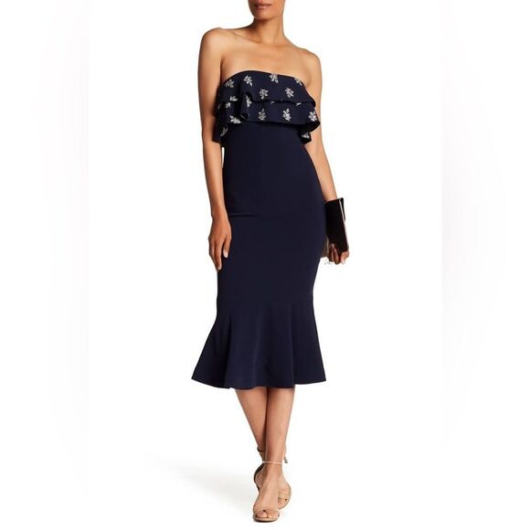 Cinq à Sept Eza Bodycon Midnight Blue Strapless Dress - Picture 1 of 10